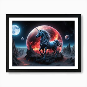 Unicorn on Alien Planet Art Print