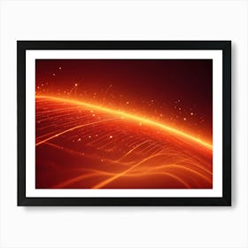 Abstract Digital Image Of Glowing Orange Lines Forming A Wavy Pattern On A Dark Red Background With Sparkling Particles Art Print