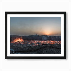 Sunset Over A Lava Lake In Ethiopia In Africa Art Print