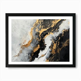 Abstract Black Gold Painting Art Print