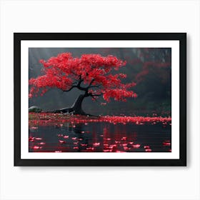 Red Tree In Water Art Print