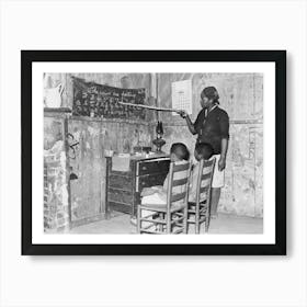 Mother Teaching Children Numbers And Alphabet In Home Of Sharecropper, Transylvania, Louisiana By Russell Lee Art Print