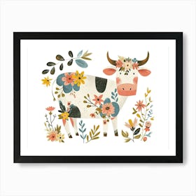 Little Floral Cow 1 Art Print