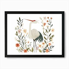 Little Floral Crane 1 Art Print