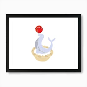 Cherry Bakewell Seal, Fun Circus Animal, Cake, Biscuit, Sweet Treat Print, Landscape Art Print