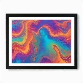 Abstract Background Featuring A Swirling, Dynamic Design In Shades Of Purple, Orange, Blue, And Green 1 Art Print