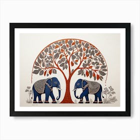 Default Traditional Gond Art From India Of Elephants And Trees 1 (2) Art Print