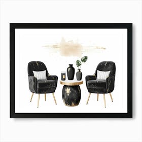 Black And Gold Living Room Set Art Print