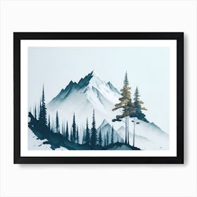 Mountain And Forest In Minimalist Watercolor Horizontal Composition 413 Art Print