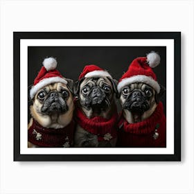 Christmas Pugs 3 Art Print