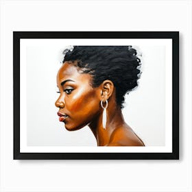 Side Profile Of Beautiful Woman Oil Painting 114 Art Print