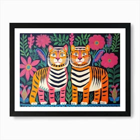 Sumatran Tiger 2 Folk Style Animal Illustration Art Print