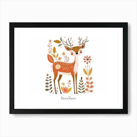 Little Floral Reindeer 1 Poster Art Print
