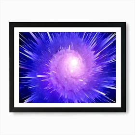 Blue Star Burst - space neon poster, synthwave poster Art Print