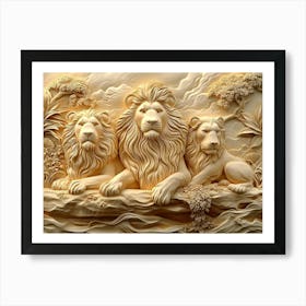 Three Lions Art Print