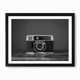 Vintage black and white Agfa camera - retro dark film photography by Christa Stroo Photography Art Print