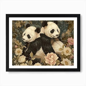 Floral Animal Illustration Giant Panda 4 Art Print