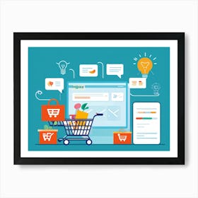 An Intricate Digital Rendering Of A Lively E Commerce Interface Design With Features Like A Shoppin (2) Art Print