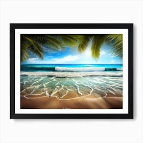 Beach With Palm Trees 1 Art Print