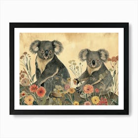 Floral Animal Illustration Koala 3 Art Print