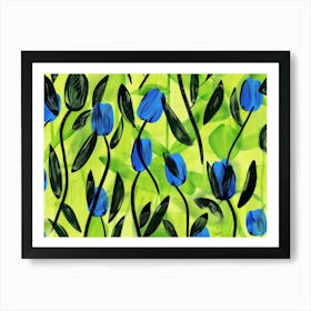 Blue Tulips 11 Art Print