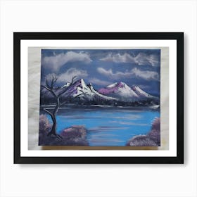 Blue lake mountain Art Print