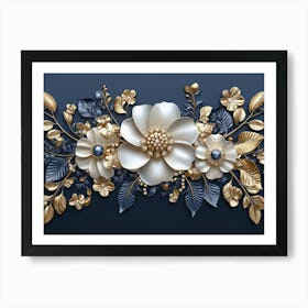 Gold And White Flowers 15 Poster