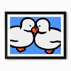 Couple Of Ducks Kissing Art Print