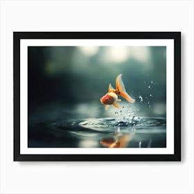 Goldfish Jumping Out Of Water Art Print