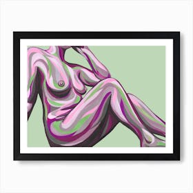 Nude Resting Woman In Plum And Green Art Print