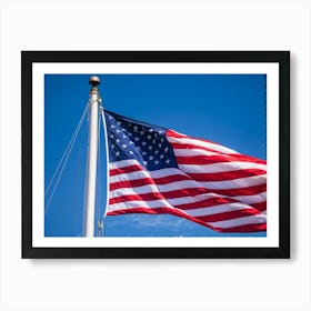 An American Flag Mid Billow Red And White Stripes Gleaming In The Wind Blue Star Field Sailing Ag (6) Art Print