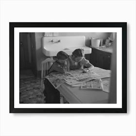 Untitled Photo, Possibly Related To Children Reading Sunday Papers, Rustan Brothers Farm Near Dickens, Iowa Art Print