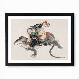 Japanese Daikokuten Riding A Large Rat, Katsushika Hokusai Art Print