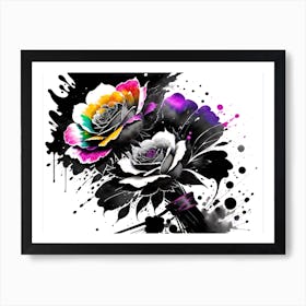 Black And White Roses Art Print