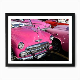 Cars Vintage Pink Cars Automobiles Automotives Art Print