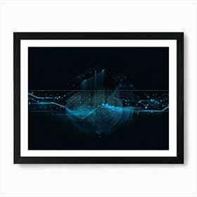 Abstract Digital Painting Featuring A Glowing Geometric Pattern Composed Of Dots And Lines On A Dark (3) Art Print