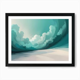 A Digital Painting Of A Landscape With Green Clouds And A White Ground Art Print