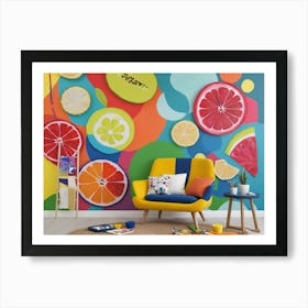 Colorful Fruit Slices Wall Mural Art Print