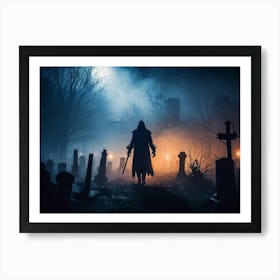 Haunted Cemetery Art Print