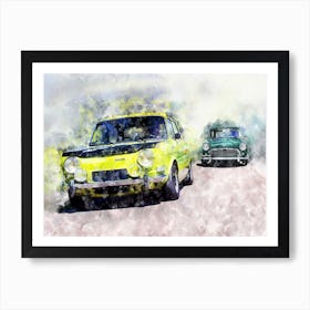 Mini chases Simca Rallye Art Print