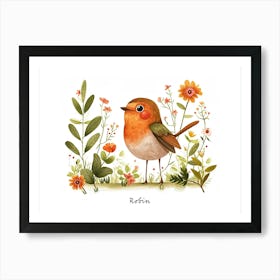 Little Floral Robin 4 Poster Art Print