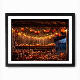 A Traditional Rural Barn Decked Out For An October Thanksgiving Festival Nostalgic Wooden Beams Glo (1) 2 1 Art Print