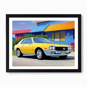 Yellow Car In Front Of A Building Art Print