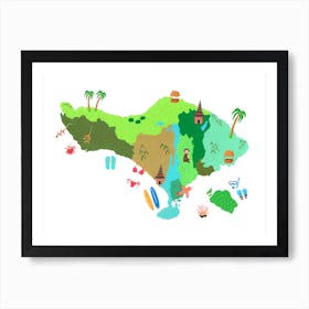 Map Of Bali Art Print