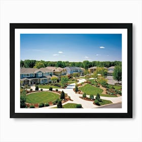 An Elegant Upscale Suburban Residential Real Estate Landscape Displaying Meticulous Homes Immersed (3) Art Print