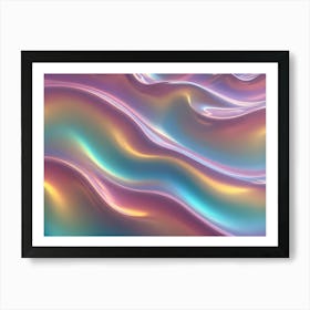 3d Illustration Of Abstract, Flowing Shapes In Shades Of Pink, Blue, And Green, Creating A Smooth And Glossy Design Art Print