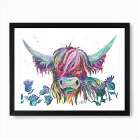 Colourful Highland Cow Art Print