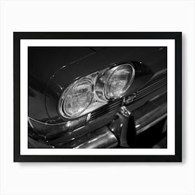 Black And White Car Headlights Art Print