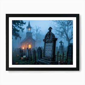 Cemetery In The Fog Art Print