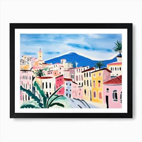 Genoa Italy Cute Watercolour Illustration 1 Art Print